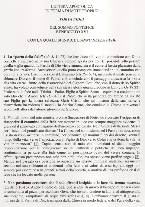 DOCUMENTO: LA PORTA DELLA FEDE - NUOVA GERUSALEMME
