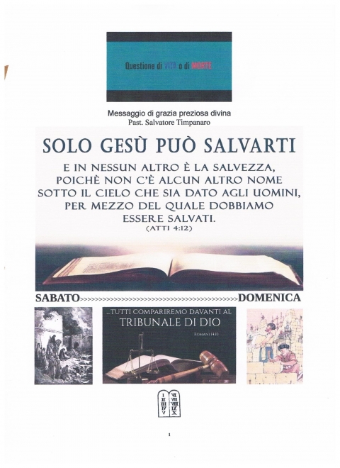 QUESTIONE DI VITA O MORTE PAG1 - NUOVA GERUSALEMME