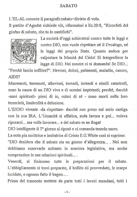 SABATO - NUOVA GERUSALEMME