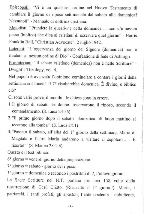 SABATO - NUOVA GERUSALEMME