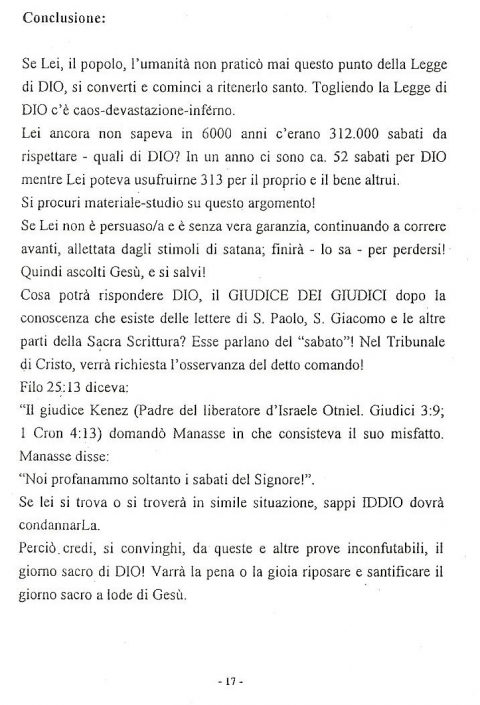SABATO - NUOVA GERUSALEMME