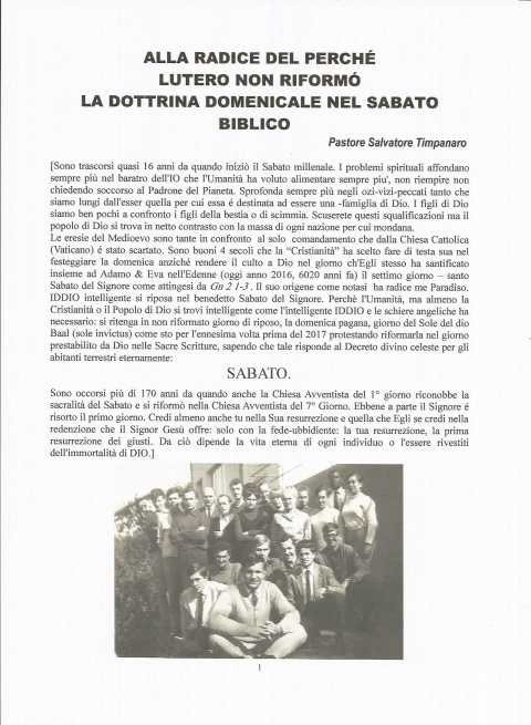 IL SABATO E MARTIN LUTERO - NUOVA GERUSALEMME