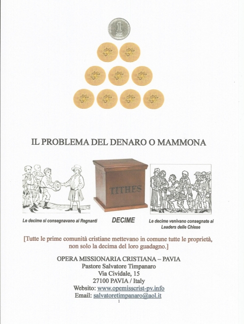 IL PROBLEM DEL DENARO O MAMMONA - Decime - NUOVA GERUSALEMME