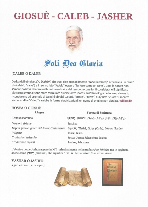 GIOSUE' - CALEB - JASHER - NUOVA GERUSALEMME
