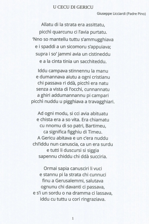 PARABULA SIGNIFICA dialettu sicilianu - NUOVA GERUSALEMME