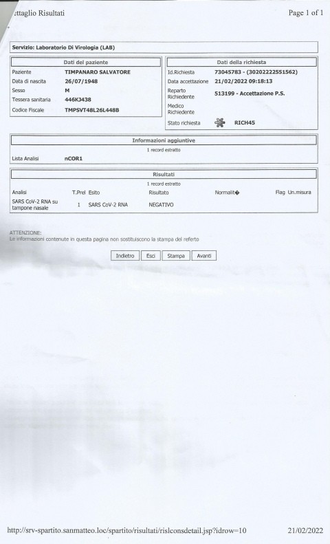 TAMPONE - NUOVA GERUSALEMME