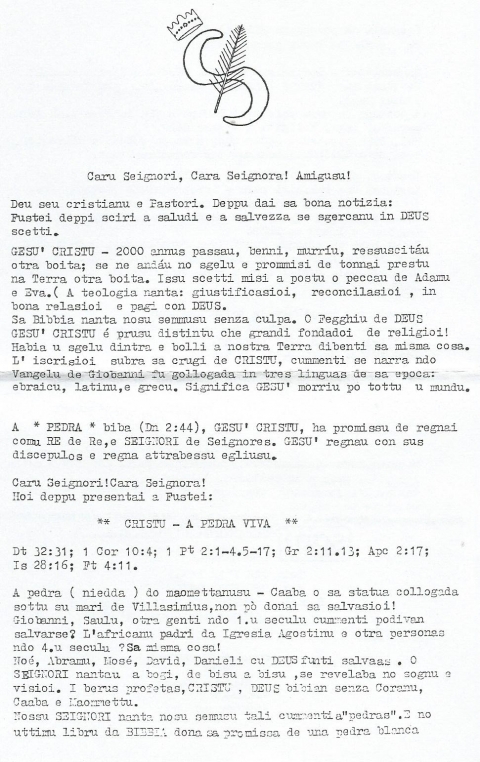DIALETTO SARDO - NUOVA GERUSALEMME