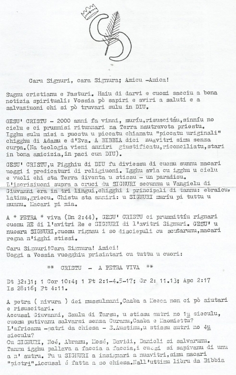 DIALETTO SICILIANO - NUOVA GERUSALEMME