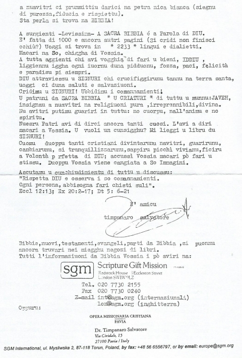 SICILIANO - NUOVA GERUSALEMME