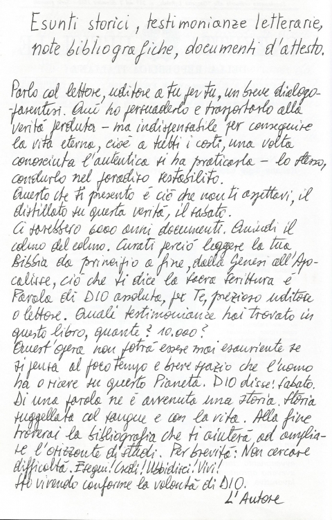 ESUNTI STORICI-TESTIMONIANZE LETTERARIE-NOTE BIBLIOGRAFICHE-DOCUMENTI D'ATTESTO - NUOVA GERUSALEMME